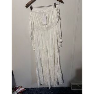 Brand New Zesica Women's Size Small White Off Shoulder Cottagecore Dress Midi